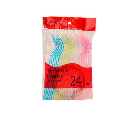 TENEDORES 17CM COLORES SURTIDOS PLASTICO 24PCS/BAG