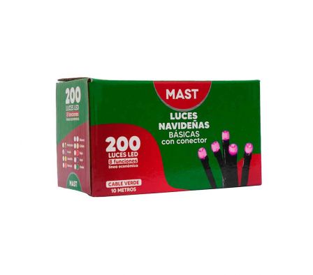 LUZ NAVIDEÑA 200 L 10 MTS FUXCIA CON CONECTOR