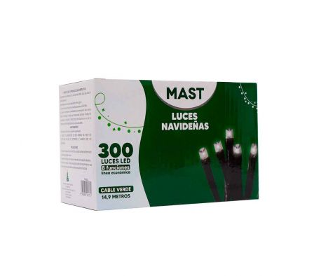 LUZ NAVIDEÑA LED 300 L 14.9 MTS BCO FRIO S/CONECTO