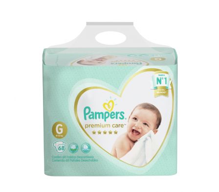PAÑAL PAMPERS PREMIUM CARE TAMAÑO G 68UN