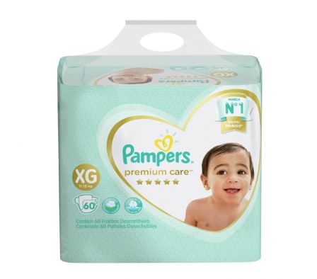 PAÑAL PAMPERS PREMIUM CARE TAMAÑO XG 60UN