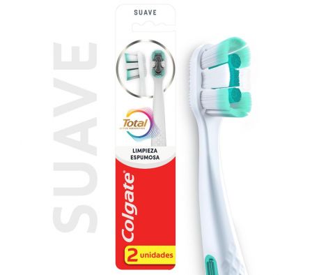 CEPILLO DENTAL COLGATE TOTAL LIMPIEZA ESPUMOSA 2P