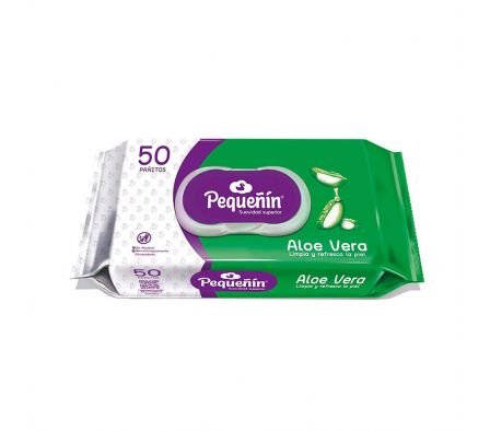 TOALLITAS HUMEDAS PEQUEÑIN ALOE VERA X 50 UNDS