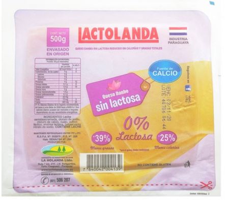 QUESO LACTOLANDA DANBO SIN LACTOSA FETEADO 500GR.