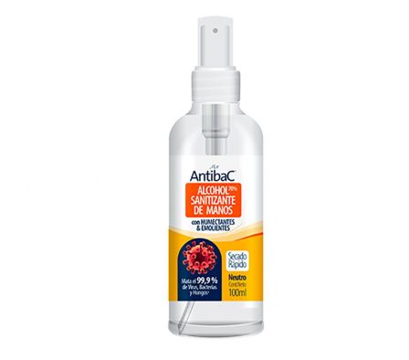 ALCOHOL SANITIZANTE P/MANOS ANTIBAC NEUTRO 100 ML 