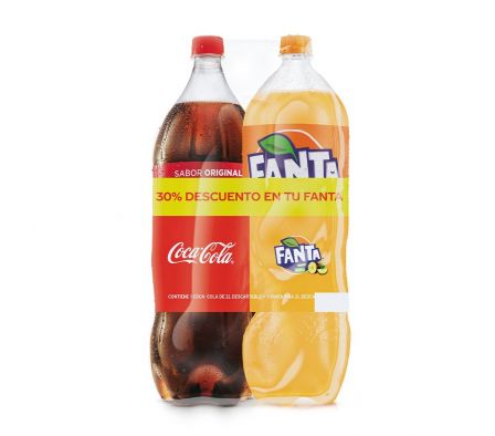 PACK COCA COLA + FANTA PIÑA  2L