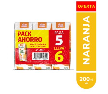 FRUTIKA PACK NECTAR NARANJA 200ML P5 Y LL6