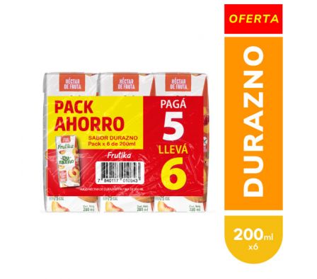 PACK FRUTIKA JUGO NECTAR DURAZNO 200ML