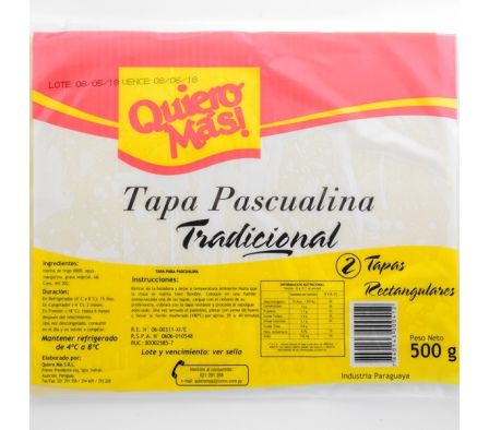 TAPA P/PASCUALINA QUIERO MAS BLANCA RACTANGULAR