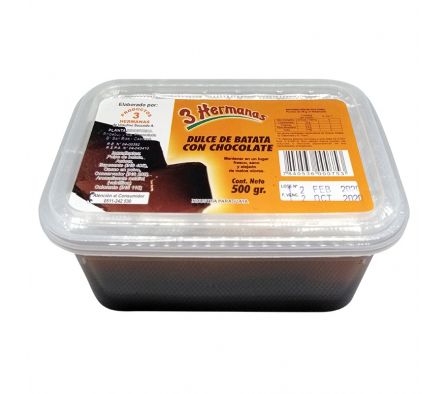 3 HERMANAS DULCE DE BATATA C/CHOCO ENV.PLAST.500GR