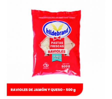 RAVIOLES HILDEBRAND RELLENAS CON JAMON Y QUESO 500