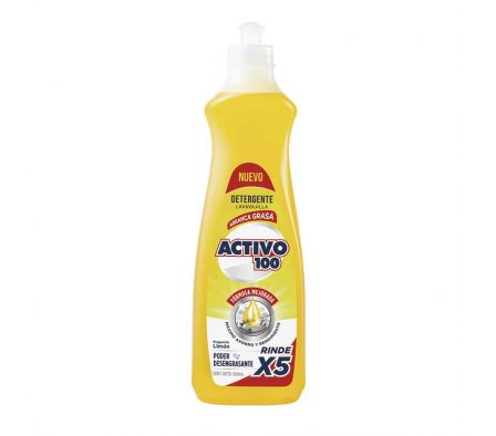 DETERGENTE ACTIVO 100 ARRANCA GRASA LIMÓN 500 ML