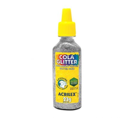 TUBO PEGAMENTO ACRILEX C/GLITTER PLATA 23GR
