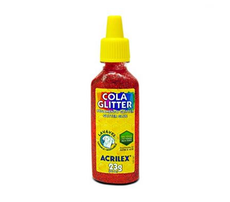 PEGAMENTO ACRILEX C/GLITER TUBO ROJO 23 GRS