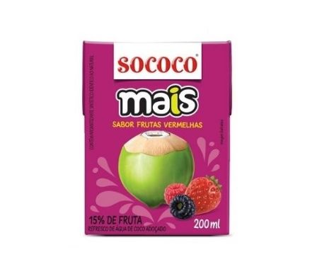 AGUA DE COCO SOCOCO SABOR FRUTOS ROJOS 200ML