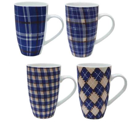 TAZA PORCELANA C/CUADROS 450ML REF US-M06