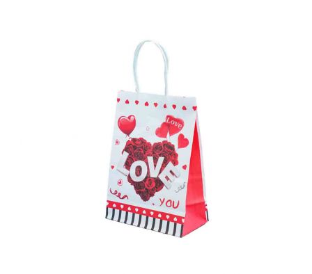 BOLSA P/REGALO LOVE C/CORAZON 15X8X21CM