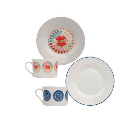 TAZA C/PLATITO PORCELANA 220CC NANDUTI