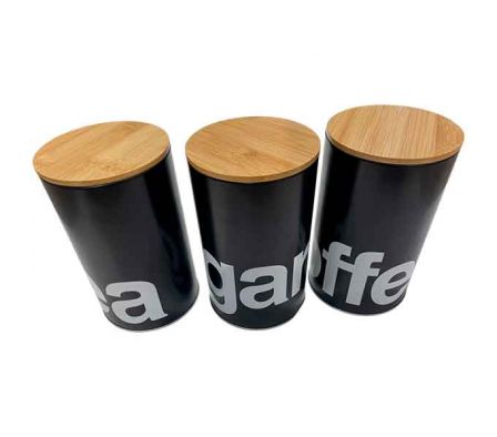 SET FRASCO C/TAPA CAFÉ/AZUCAR/TE 3PCS 10,7X10,7X17