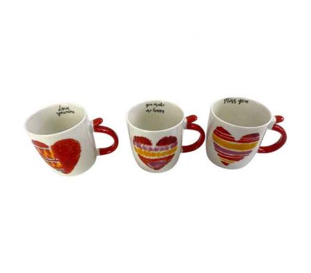 TAZA C/CORAZON/FRASES 9X8CM CERAMIC REF 6724-153