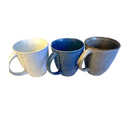 TAZA LISO C/RELIEVE HOJAS 9X9,8CM CERAMIC REF 6724