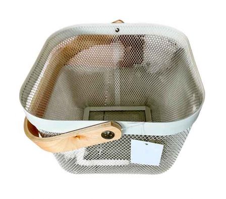 CESTO MALLADO C/MANGO MADERA 24,5X18CM ACERO REF 5