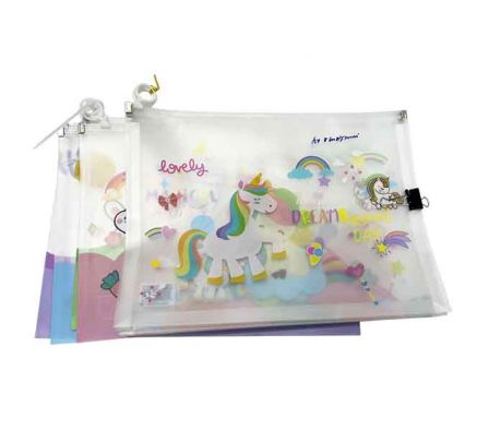 CARTUCHERA PORTA DOCUMENTOS ESTAMPADO UNICORNIO A4