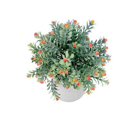 PLANTA DECORATIVA C/FLORES ARTIFICIAL E/MACETA 22C