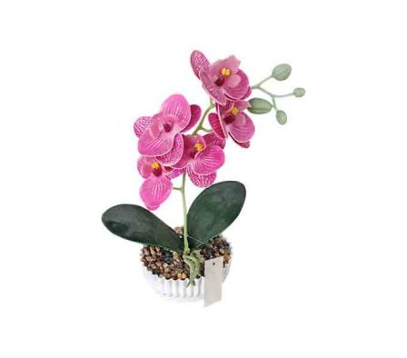 ORQUIDEA ROSA ARTIFICIAL E/MACETA 28CM REF 0021-24