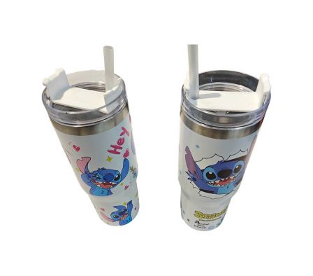 VASO TERMICO C/PAJITA STITCH 900ML REF 34772-1