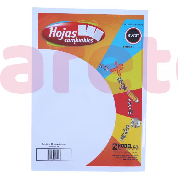 HOJAS BLANCA AVON A4 P/FOTOCOPIA 50 HOJAS