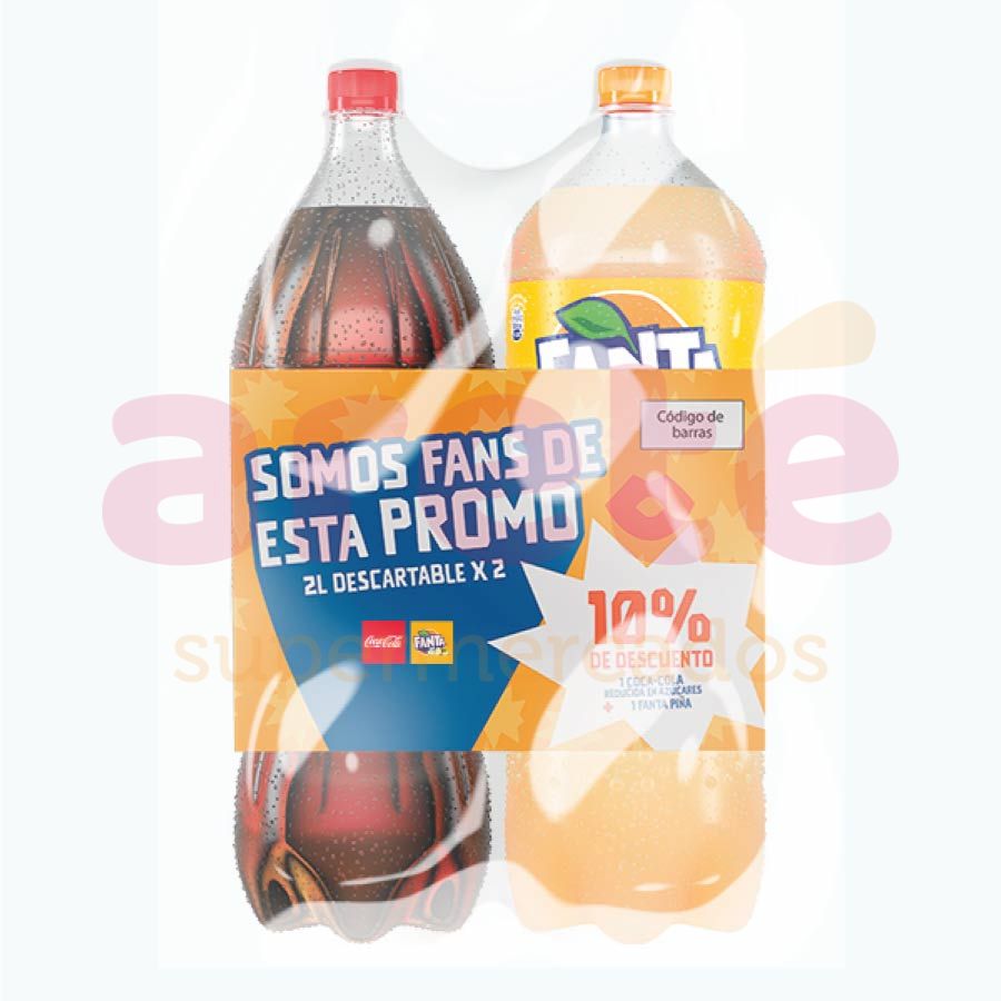 PACK COCA COLA +FANTA POMELO 2L